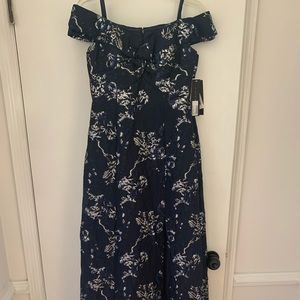 Off the shoulder, floor length gown